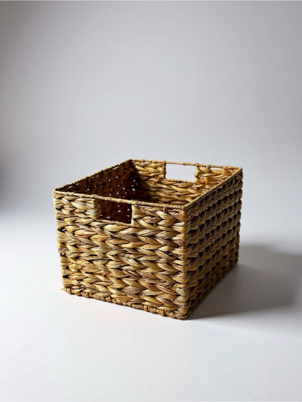 Handwoven Natural Seagrass Storage Basket with Handles 15x13x10